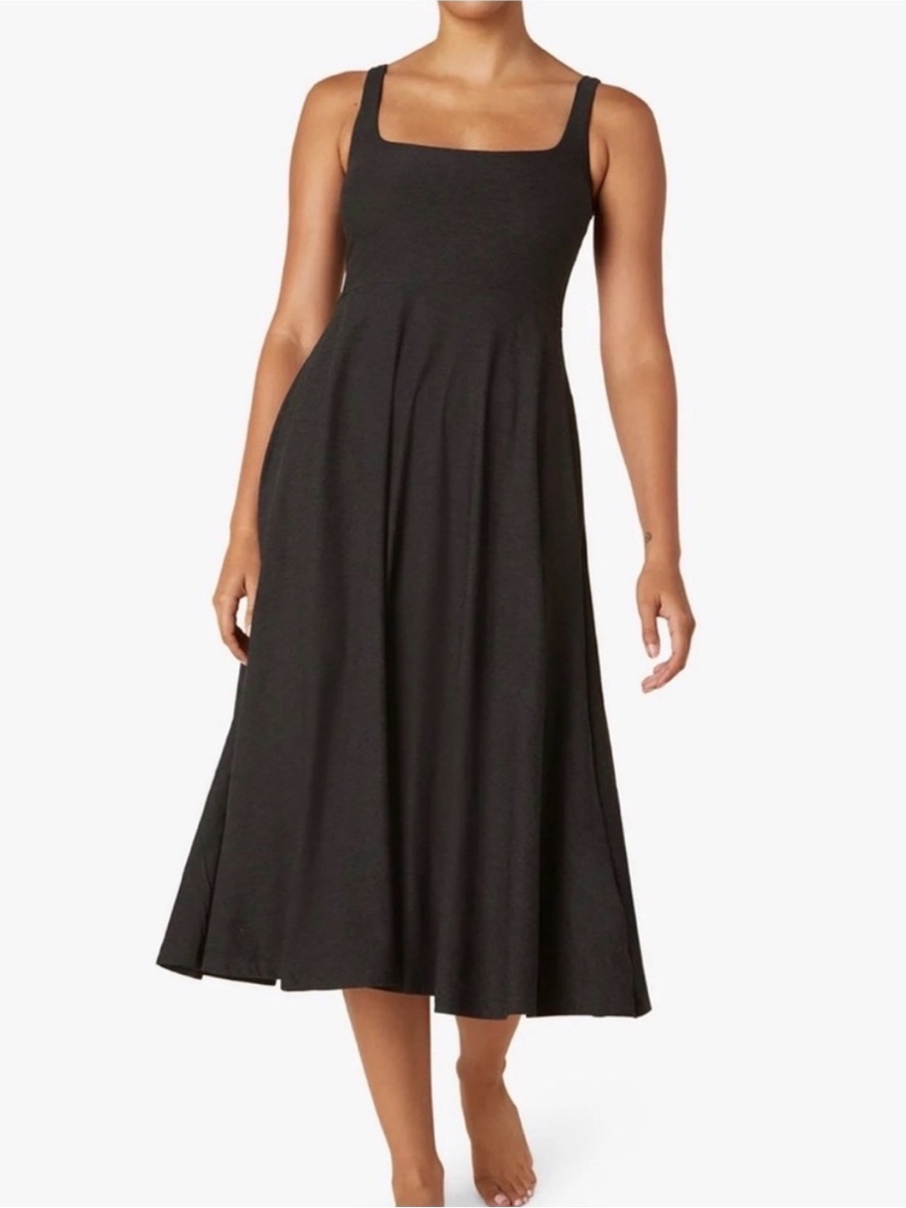 Beyond Yoga Featherweight At The Ready Square Neck Dress Darkest Night - Size M